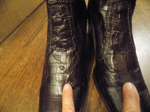Bass Baylee Faux Patent Leather Brown Croc 2.5" Heel Ankle Boots sz 11 ISSUES! - Picture 3 of 11