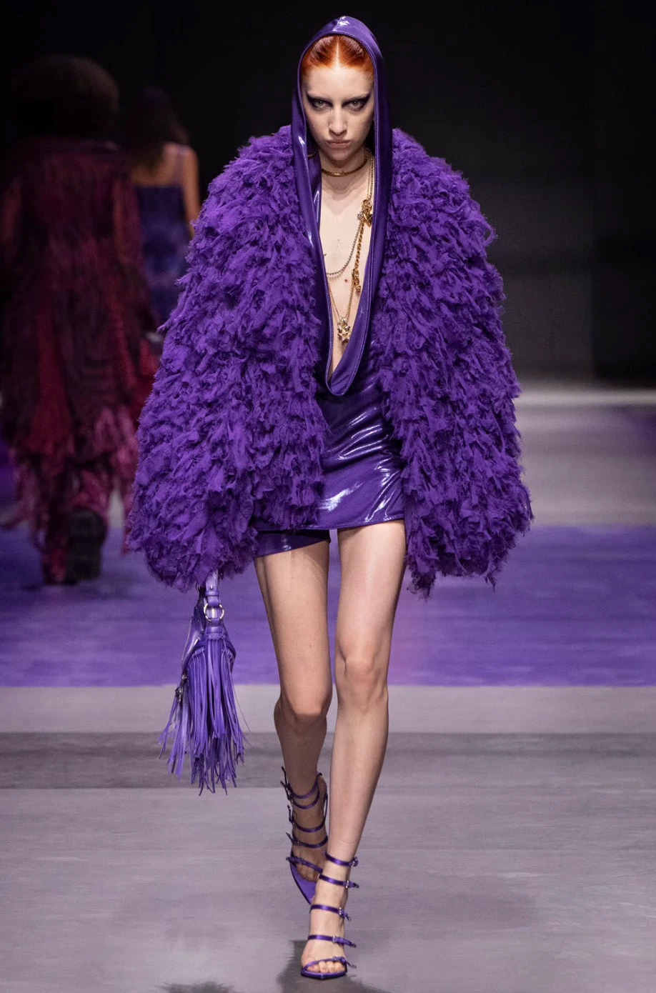 VERSACE Mini abito viola con cappuccio nuovo con etichette 2023 taglia 2