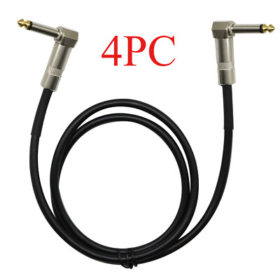 4PC 3ft 1/4 To 1/4 Right Angle Audio Sound Speaker Wire Cable Cord Guitar Bass
