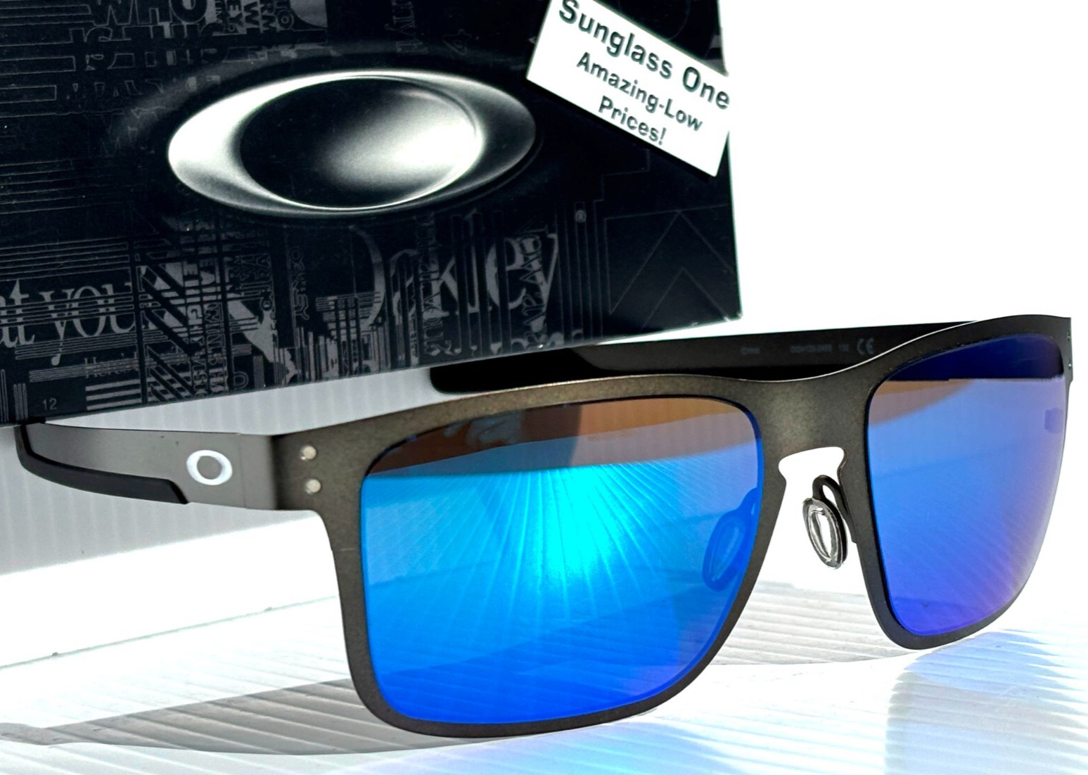 NEW Oakley HOLBROOK METAL Gunmetal POLARIZED Galaxy Blue Mirror Sunglass 4123 image 7