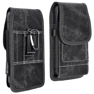 Universal Black Denim Vertical Wallet Belt Clip Pouch Pocket Holster 5.5 Case