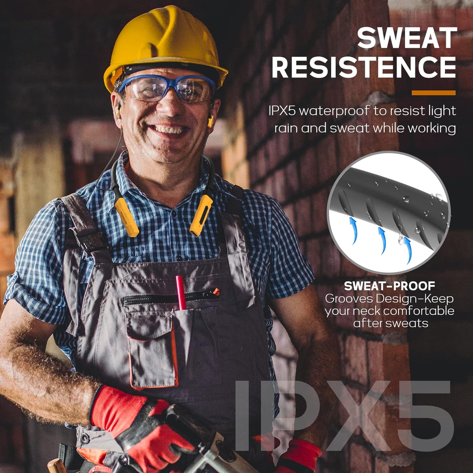 Earplug Headphones for Work, Neckband Wireless Work Earbuds Ear Plugs