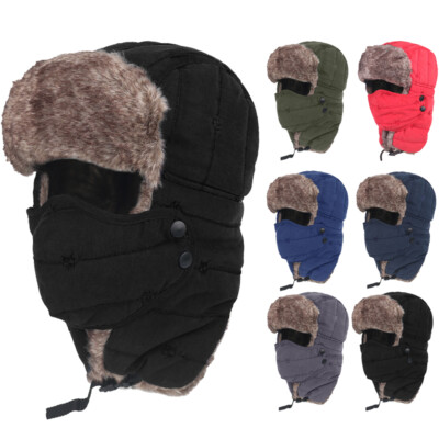 #ad Men Winter Warm Hat Ear Flap Windproof Ski Face Mask Cap $15.99