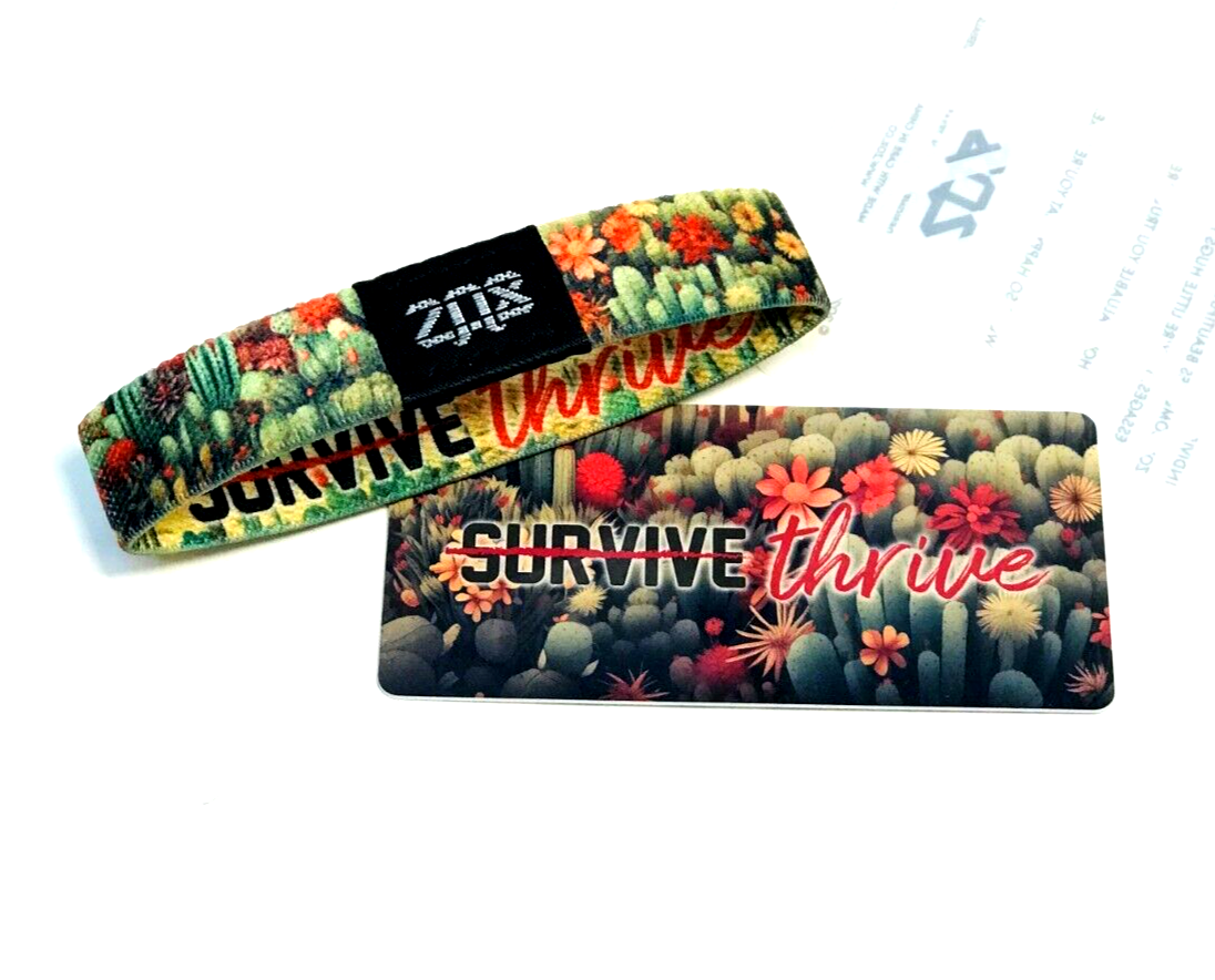 ZOX **SURVIVE - THRIVE** Silver Small Single Wristband w/Card