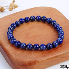 Natural 8mm Lapis Lazuli Gemstone Stretch Bracelet Beaded Bracelet Blue Handmade