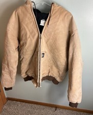 Vintage Polar King Hooded Insulated Quilted Canvas Work Coat USA Made Size XLT