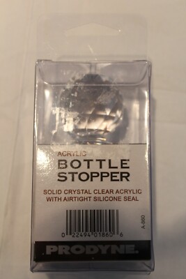 Prodyne Bottle Stopper Solid Crystal-Clear Acrylic with Airtight Silicone Seal