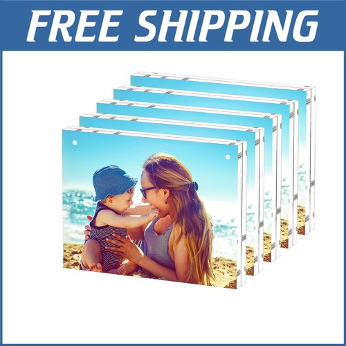 Stylish Tabletop Acrylic Frames 5-Pack - Durable 8.5x11 Magnetic Holders