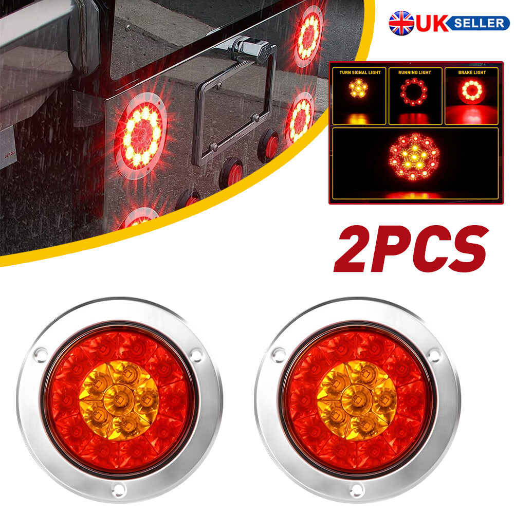 AOHEWEI 2Pcs Trailer Rear Tail Lights 18LEDs 12V Tail Lights Turn Light Stop Lights Reflector Lights License Plate Light IP67 Waterproof Mutil-Function Trailer Truck Caravan Van Boat Lamp E-Mark - Foto 3