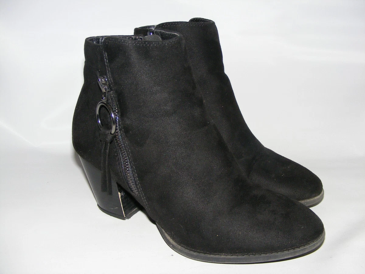 City Classified Boots Women 8.5 Black Ankle Booties Heels Side