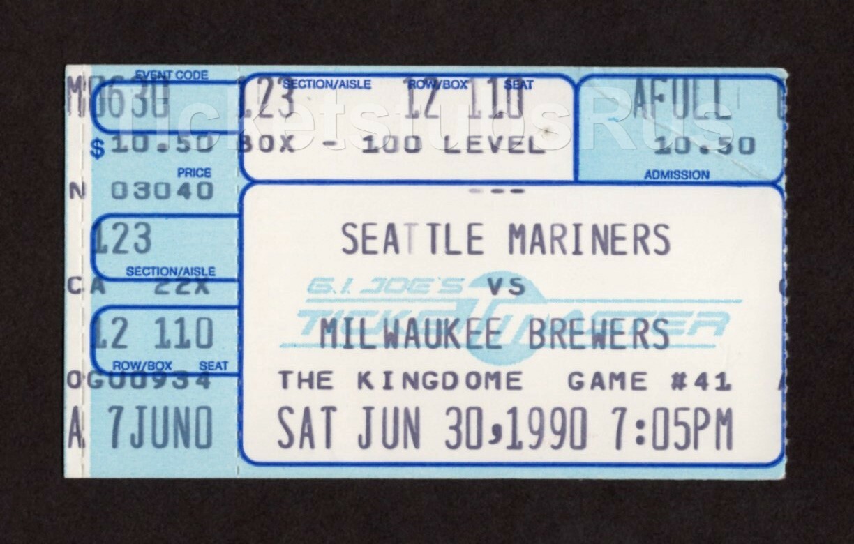 Ken Griffey Jr THE BRAWL @ KINGDOME HOF 1990 Mariners Brewers 6/30 Ticket Stub-image