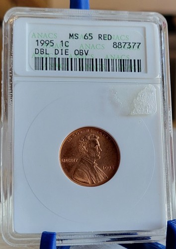1995 Lincoln Memorial Cent Doubled Die MS65 Red ANACS Old soapbox holder