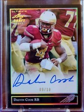 2017 Leaf Ultimate Draft Black Dalvin Cook Rookie Rc On Card Auto 09/10 NY JETS 