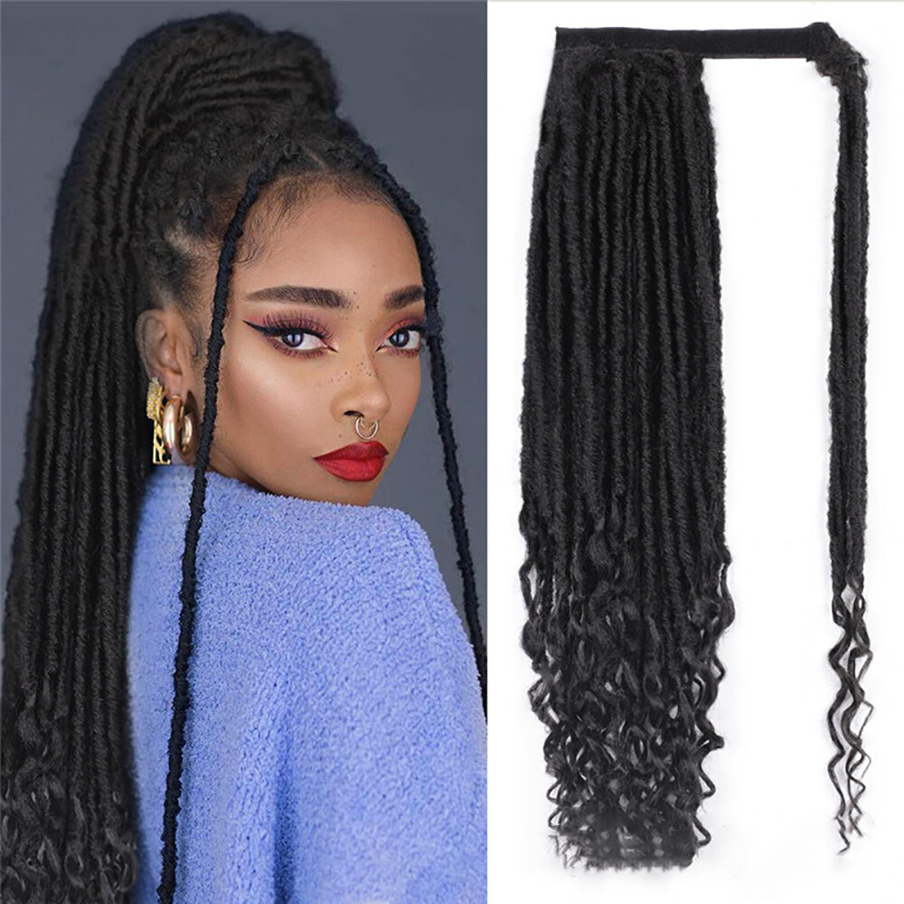 Curly Faux Locs Ponytail for Women Clip In Dreadlocks Pony  display picture 1