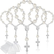 30 Pcs Mini Rosaries Baptism Rosary Beads with Organza Bags for Christening