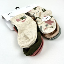 Nike Baby 6 Pk Multicolor Ankle Cotton Stripe Swoosh Logo Sock Set Sz 12-24 MO