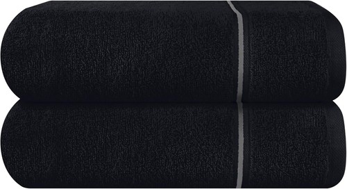 2 Pack Black Oversized Quickdry Bath Towels 28x55" for Gym, Travel, Pool
