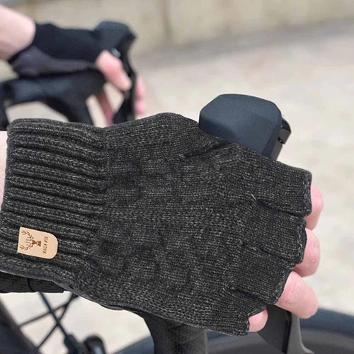 Guantes térmicos sin dedos EE. UU. para hombre mujer tejidos cálidos invierno medio dedo mitones - Imagen 8 de 30