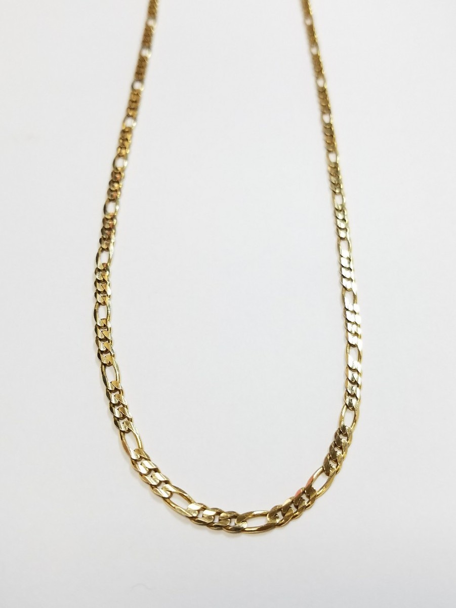 14K YELLOW GOLD FIGARO LINK NECKLACE 8 GRAMS 18 INCHES R.C.I. | eBay