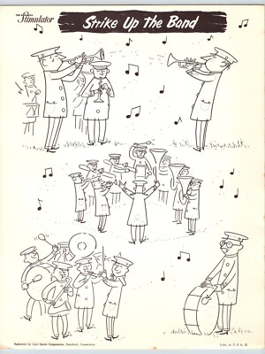 STRIKE UP THE BAND 1950's BUSINESS CLIP ART Original 8''x11'' Sheet Ephemera M661
