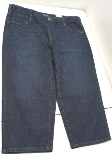 Women's Time and Tru Pull-On Denim Capri Medium-Wash Size XL 16-18 - Picture 1 of 7