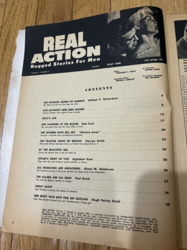 REAL ACTION Magazine 1963 Nazi Torture,Hitler's Army of Vice,Pinups, Sleazy Pulp - Picture 6 of 19