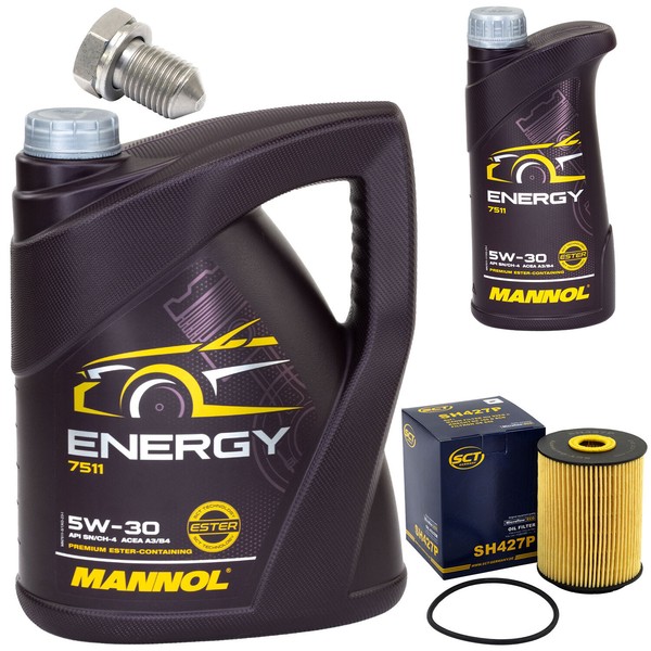 MotoröL Set 5W-30 6 Liter + ÖLfilter SH 427 P + Schraube FüR VW Sharan 2.8 174PS-image