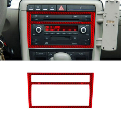 Red Carbon Fiber Interior Climate Console Cover Trim For Audi A4 S4 2005-2006