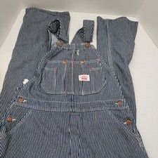 Vintage Round House Denim Bib Overalls Carpenter Farmer Striped Jeans 36 X 32