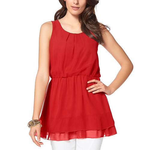 edel Elegant TOP Chiffon Bluse Gr.36/38 Oberteil Tunika satte Farbe ROT - Bild 3 von 7
