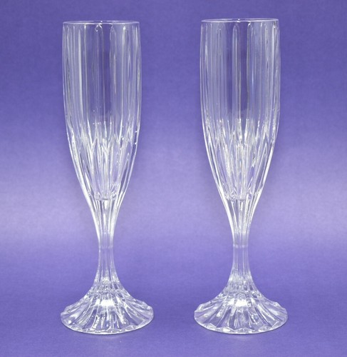 VTG Mikasa Park Lane Fluted Champagne Crystal Glasses 8-5/8" Set Of 2 - Picture 2 of 12