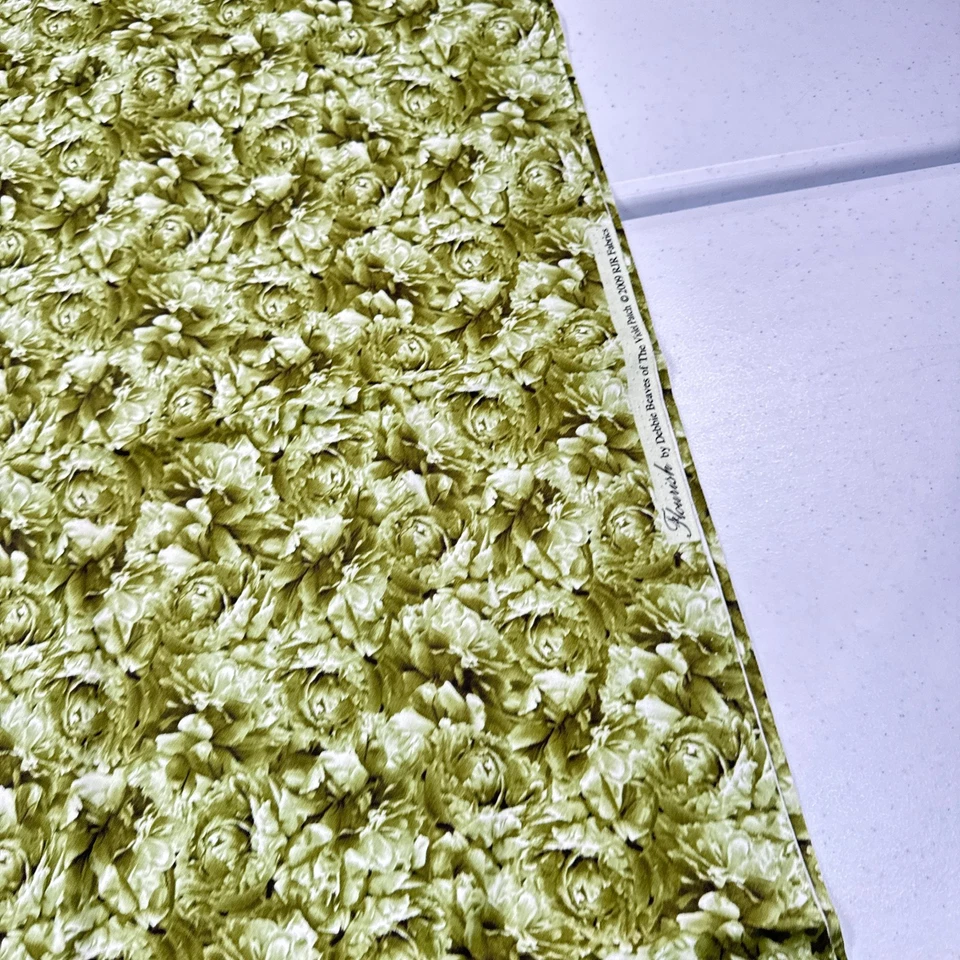 rjr fabric green roses floral flourish 2009 violet patch cotton 42x73 2 yards - Image 4 of 4