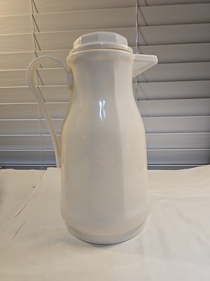 Vintage Coffee Butler Thermos Carafe Server White/Ivory Glass Insert Nice