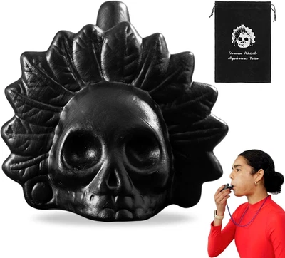 Aztekische Todespfeife mit menschlichen Schreien Schwarz Totenkopfdesign