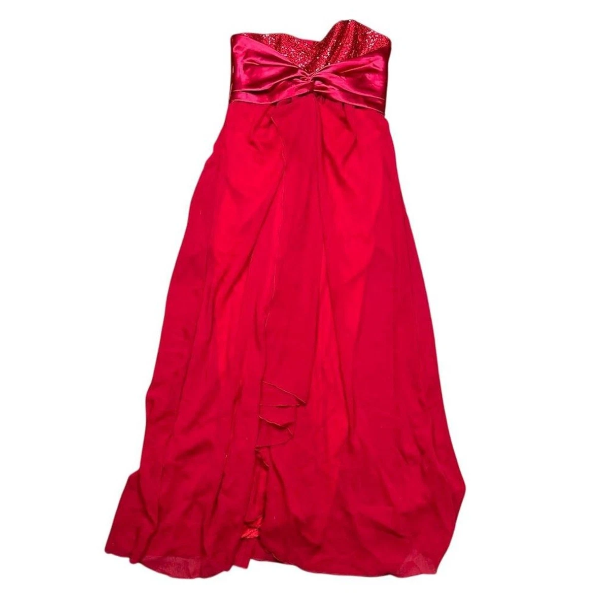 bariano red sequin dress 1990 Bob Mackie Red Grapevines Beaded Sequin Silk Strapless Gown
