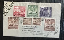 Malta 1945 Postal Cover To U.S.