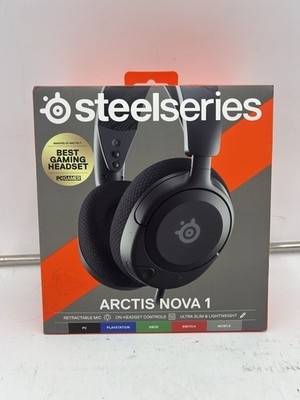 SteelSeries Arctis Nova 1 Black Gaming Headset, Retractable Mic, Lightweight