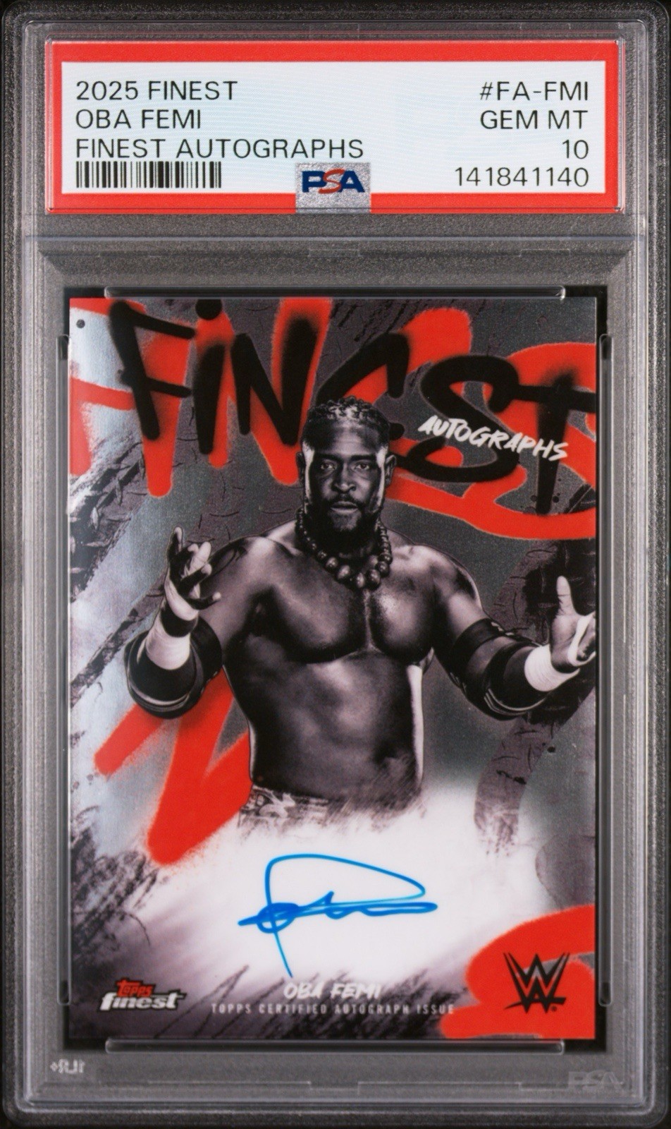 2025 WWE Topps Finest Oba Femi Auto PSA 10 Gem Mint ￼#FA-FMI