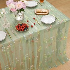 Horaldaily Green Burlap Tablecloth 60x140
