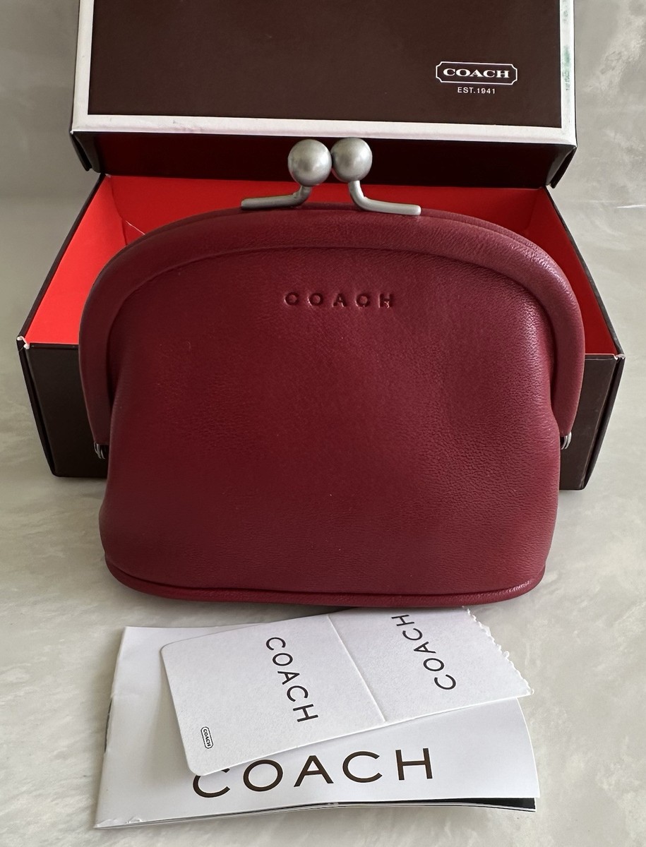カネコイサオ ケープ NWT COACH VINTAGE RED LEATHER KISSLOCK COIN PURSE POUCH