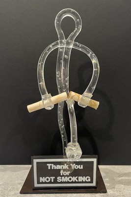 Vintage Lucite Plexiglass Art Figurine No Smoking PSA Funny Flair Form Originals