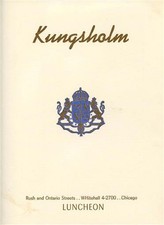 Kungsholm Scandinavian Restaurant Lunch & Dinner Menus Chicago 1952 Smorgasbord