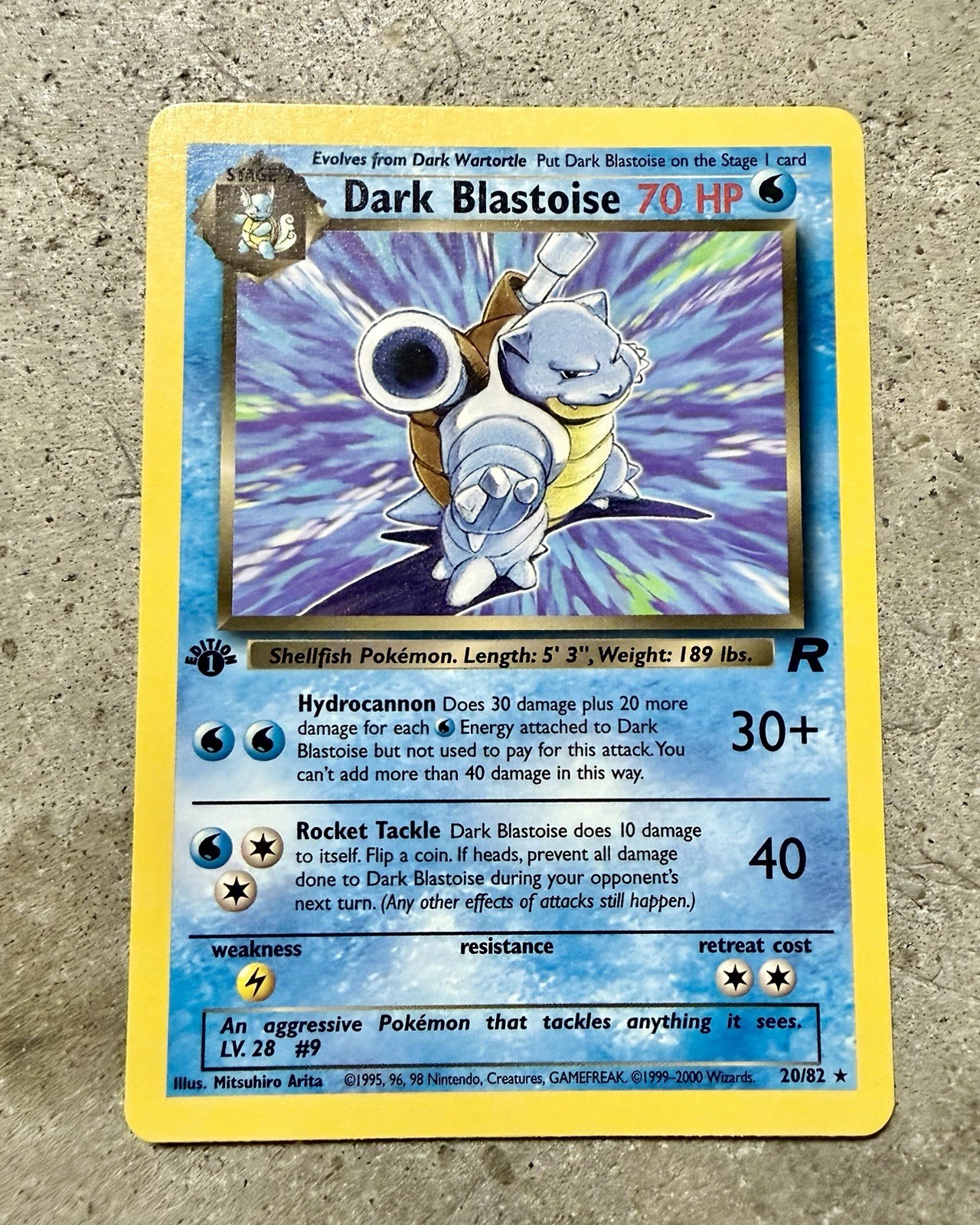 Pokémon Dark Blastoise 20/82 Rare Non-Holo Team Rocket Unlimited WOTC 2000