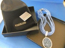 Joan Rivers Necklace Blue Druzy Drusy Enhancer Glass Bead Torsade in Box + Pouch