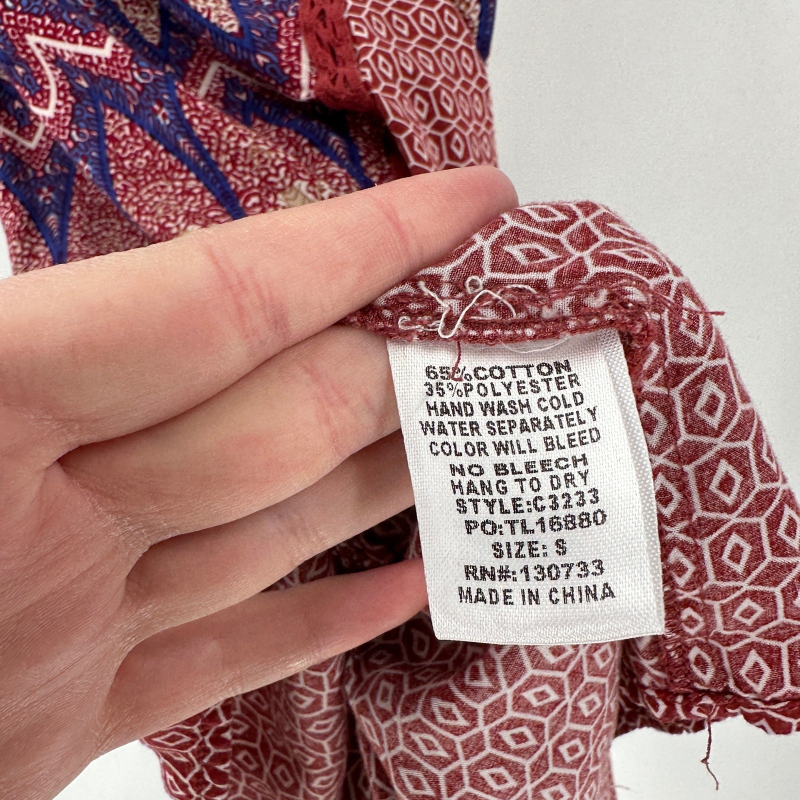 Umgee Patchwork Boho Keyhole Ruffle Tunic Mini Dr… - image 4