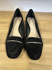 Ladies Black Wedge Suede Footglove Wider Fit Shoes Size 5.5