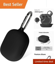 Elegant Black Silicone Case for SHOKZ OpenFit 2 - 360  Protection  Carabiner
