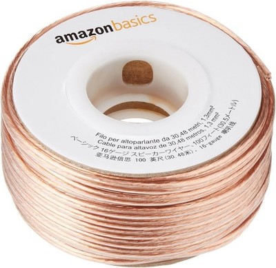 Amazon Basics Speaker Cable, Easy Assembly, 16-Gauge, 100 Feet, Bronze 