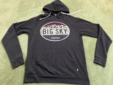 Big Sky Montana Hoodie Black Sweatshirt L Blue 84 Outdoors Pullover Pre-Owned