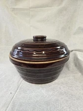Vintage 50s Marcrest Stoneware Brown Drip Glaze Bean Bowl